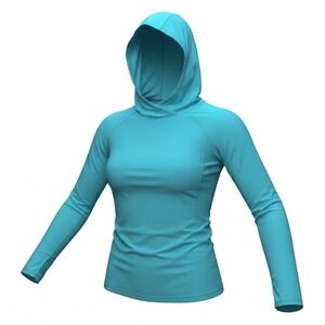 Danskin Now Dri-More Women XXL 20 Aqua Blue Activewear Hoodie Thumbholes